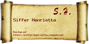 Siffer Henrietta névjegykártya